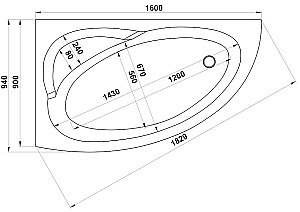Ванна акриловая BAS САГРА NEW 160х90 белая купить в интернет-магазине Sanbest