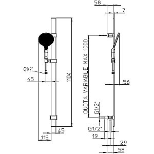 Душевой гарнитур Bossini Apice D48086.073 черный купить в интернет-магазине сантехники Sanbest