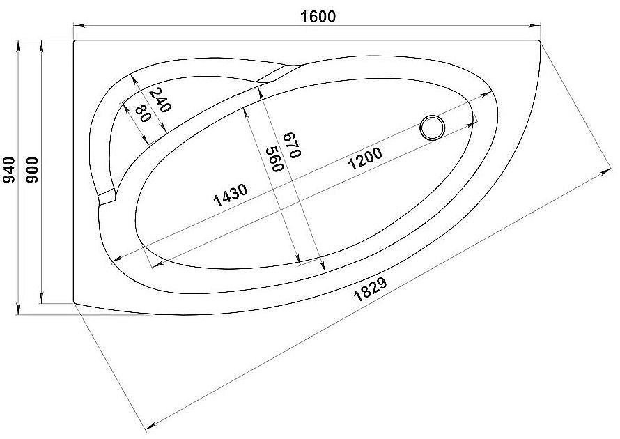 Ванна акриловая BAS САГРА NEW 160х90 белая купить в интернет-магазине Sanbest