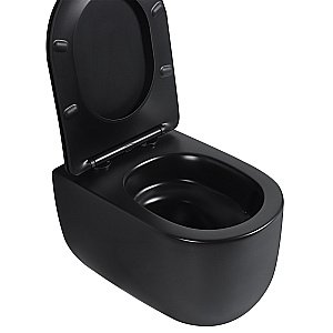 Унитаз подвесной Abber Bequem AC1104TMB черный матовый, безободковый, с крышкой микролифт, слив торнадо купить в интернет-магазине Sanbest