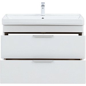 Тумба подвесная с раковиной Aquanet Ирис New 90 336311+329250 белая глянцевая для ванной в интернет-магазине Sanbest