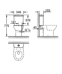Унитаз Grohe Bau Ceramic 39349 436 безободковый, с бачком купить в интернет-магазине Sanbest