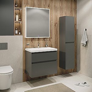 Тумба с раковиной подвесная Grossman МЕРКАДО 80 с 2-я ящ, графит матовая для ванной в интернет-магазине Sanbest