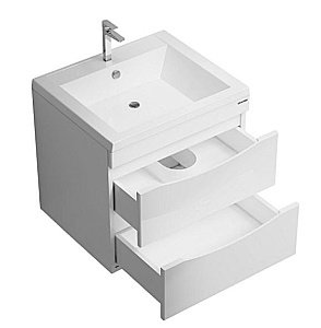Тумба с раковиной подвесная Grossman Виста 58 с 2-я ящ, белый глянец для ванной в интернет-магазине Sanbest
