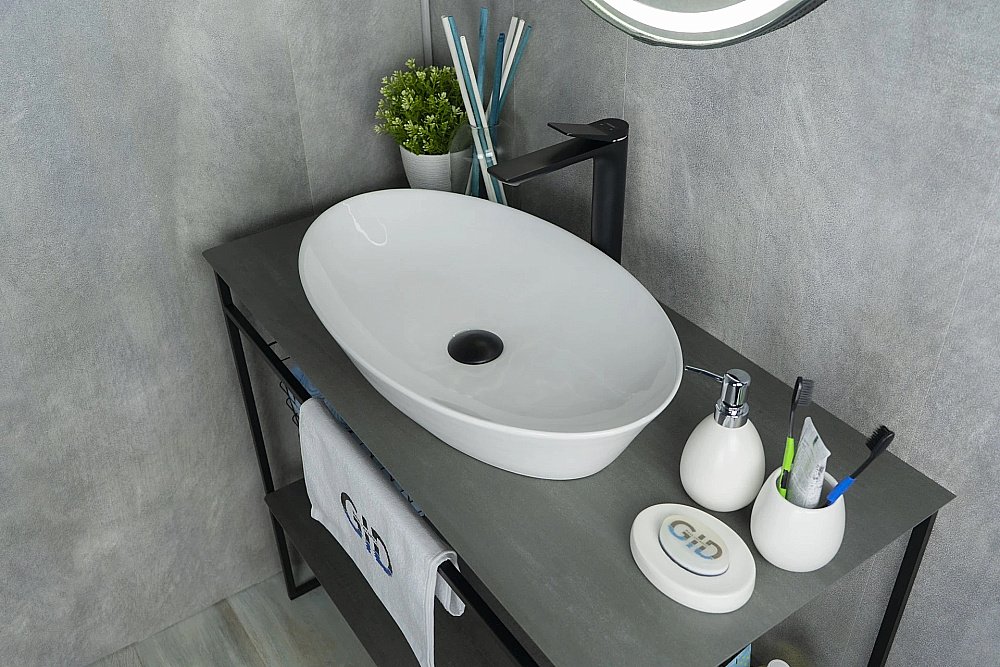 Раковина накладная Gid Lago 61 N9397 51141 белая купить в интернет-магазине Sanbest