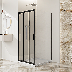 Душевой уголок BelBagno UNO-195-AHF-31 120x100 стекло прозрачное/профиль черный матовый купить в интернет-магазине Sanbest