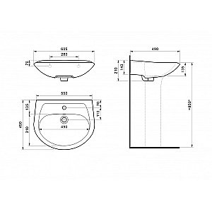 Раковина Santek Бриз 59 1.WH11.0.466 на пьедестале белая купить в интернет-магазине Sanbest
