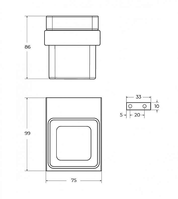 Стакан настенный Cezares SLIDER-TUMS-GM оружейная сталь купить в интернет-магазине сантехники Sanbest