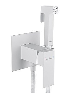 Смеситель с гигиеническим душем встраиваемый WONZON & WOGHAND CUBE, Белый матовый (WW-88829016-MW) купить в интернет-магазине сантехники Sanbest