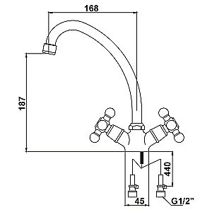 Смеситель для кухни Kaiser Carlson Lux 11062 купить в интернет-магазине сантехники Sanbest