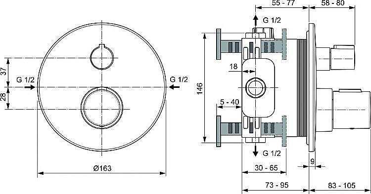 Смеситель для душа Ideal Standard CERATHERM T100 A5813XG купить в интернет-магазине сантехники Sanbest