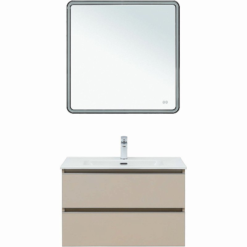 Тумба с раковиной Aquanet Вега 80 329585 бежевая для ванной в интернет-магазине Sanbest