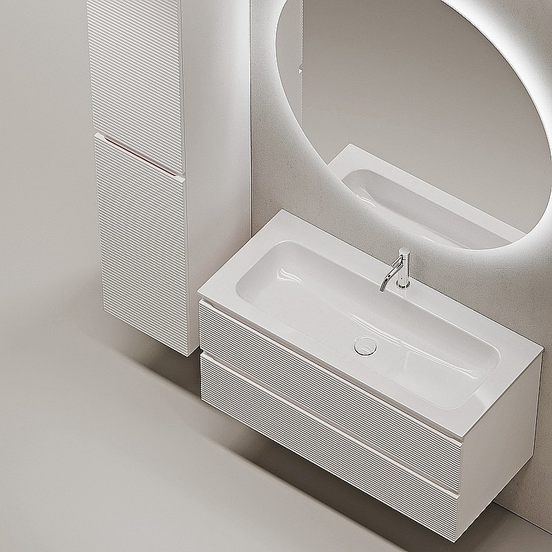 Тумба с раковиной Sancos Folk 100 FL100W Bianco для ванной в интернет-магазине Sanbest