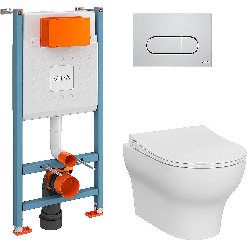 Унитаз Vitra Zentrum Round 9879B003-7200 безободковый, с инсталляцией, с крышкой микролифт купить в интернет-магазине Sanbest