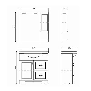 Тумба с раковиной Comforty Севилья 00-00003083 85 слоновая кость для ванной в интернет-магазине Sanbest