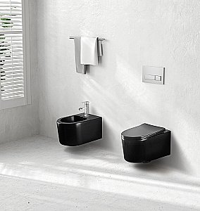 Унитаз подвесной Aquatek Мия AQ2004-MB черный, с крышкой микролифт, безободковый купить в интернет-магазине Sanbest