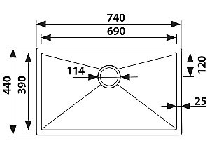 Мойка кухонная Kaiser KSM-7444 сталь купить в интернет-магазине сантехники Sanbest