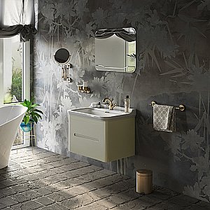Тумба с раковиной Kerasan Waldorf 80 с 1 отверстием, ваниль матовая для ванной в интернет-магазине Sanbest