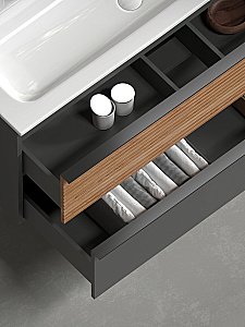 Тумба с раковиной Sancos DELTA DL100RGR + CN7015 100 дуб красный/графит для ванной в интернет-магазине Sanbest