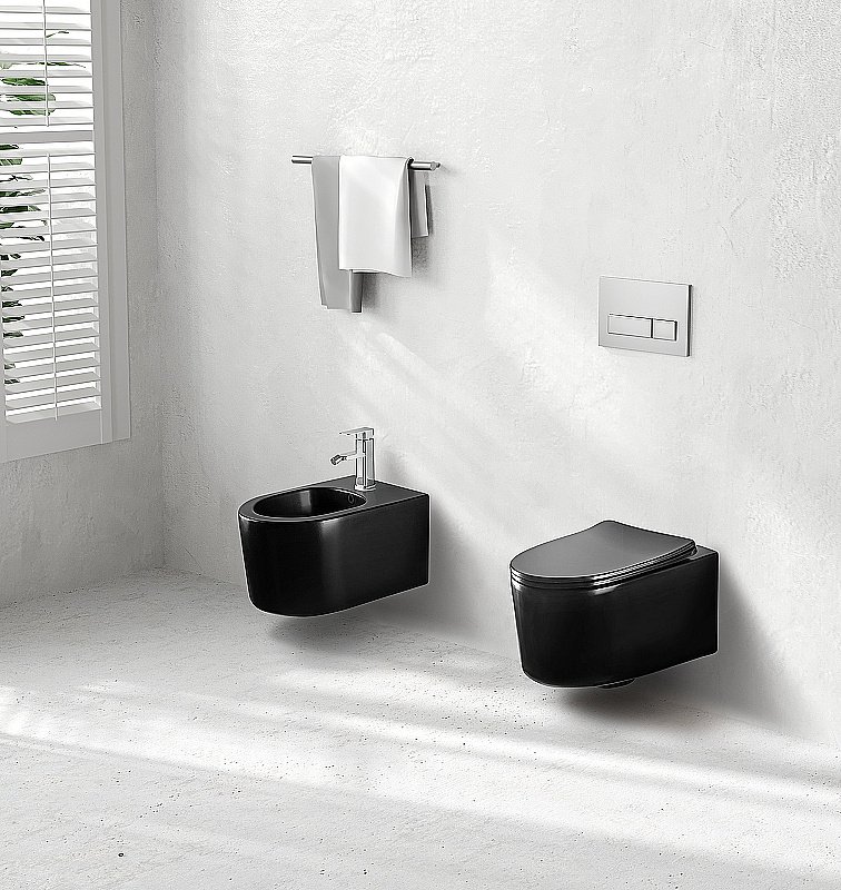 Унитаз подвесной Aquatek Мия AQ2004-MB черный, с крышкой микролифт, безободковый купить в интернет-магазине Sanbest