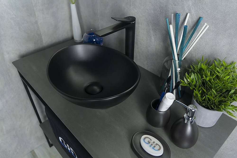 Раковина накладная Gid Lago 41 Nc901 52223 черная матовая купить в интернет-магазине Sanbest