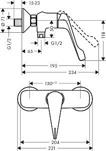 Смеситель для душа Hansgrohe Novus 71926000 купить в интернет-магазине сантехники Sanbest