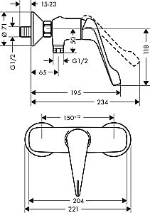 Смеситель для душа Hansgrohe Novus 71926000 купить в интернет-магазине сантехники Sanbest