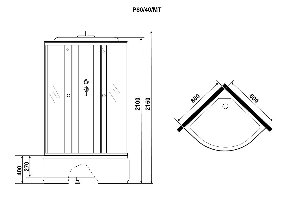 Душевая кабина Niagara Promo P80/40/MT 80х80 купить в интернет-магазине Sanbest