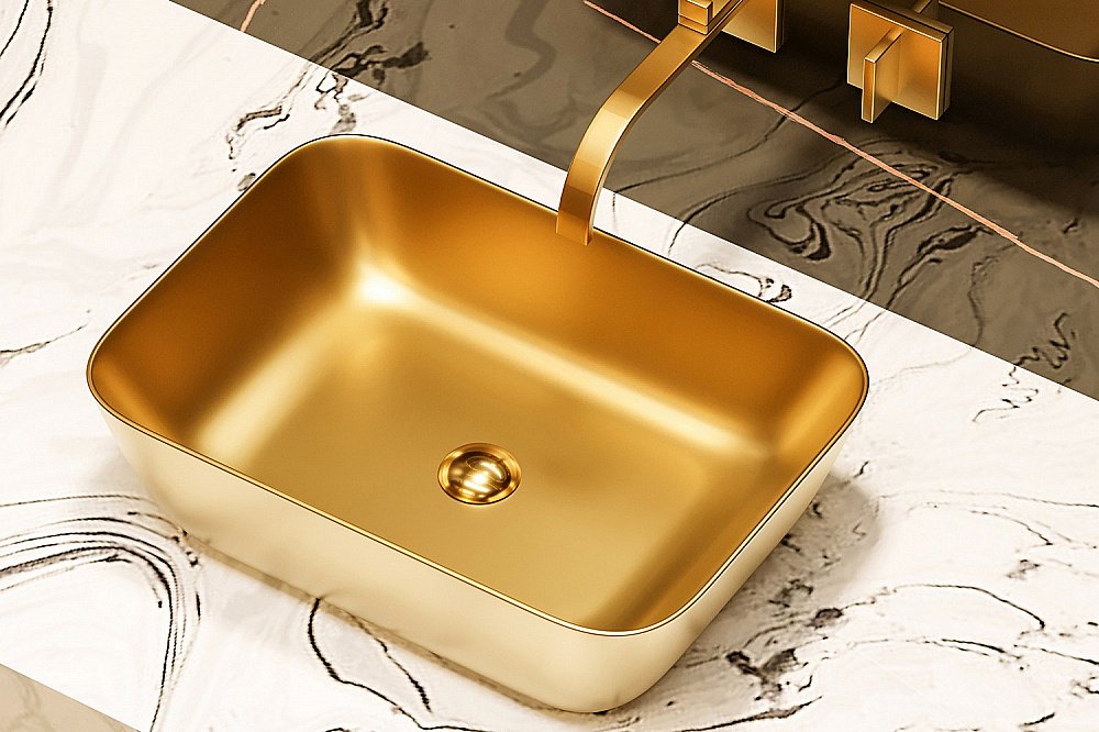 Раковина накладная ABBER Rechteck AC2200MMG золото матовое купить в интернет-магазине Sanbest