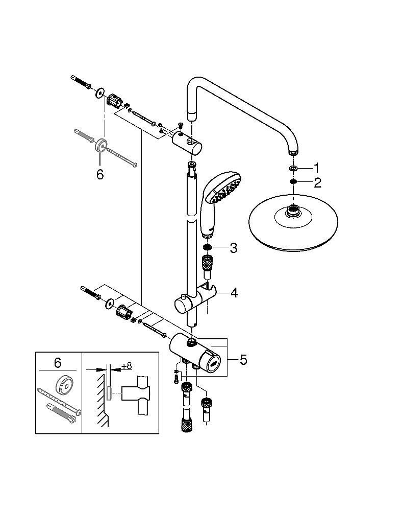 Душевая система Grohe Tempesta System 210 26381001 хром купить в интернет-магазине сантехники Sanbest