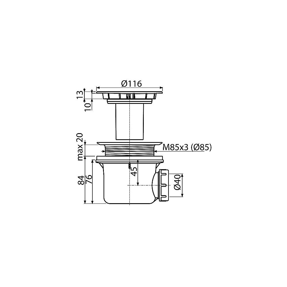 Сифон для душевого поддона Koller Pool P90CPP A49CR купить в интернет-магазине сантехники Sanbest