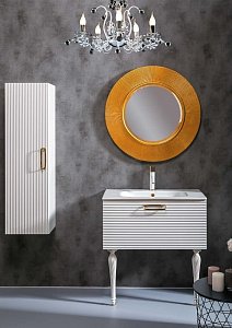 Тумба с раковиной Armadi Art Vallessi Avantgarde Linea 100 белая с золотом для ванной в интернет-магазине Sanbest