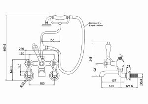 Смеситель для ванны Burlington Regent CLR17-QT хром/ручки белые купить в интернет-магазине сантехники Sanbest