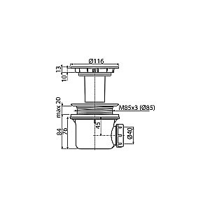 Сифон для душевого поддона Koller Pool P90CPP A49CR купить в интернет-магазине сантехники Sanbest