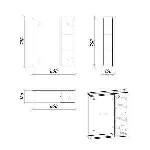 Зеркало со шкафом Grossman Юнит 60 206011 кадена лайт в ванную от интернет-магазине сантехники Sanbest
