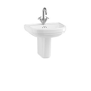 Раковина на полупьедестале Burlington Riviera 58 RIV3 1TH RIV7 с 1 отверстием белая купить в интернет-магазине Sanbest