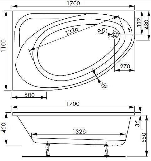 Акриловая ванна VAGNERPLAST HAPI 170 купить в интернет-магазине Sanbest