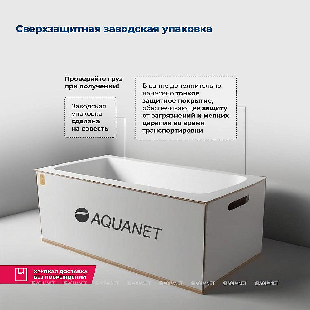 Ванна акриловая Aquanet Nexus 367593 165х70 белая с фронтальной панелью купить в интернет-магазине Sanbest
