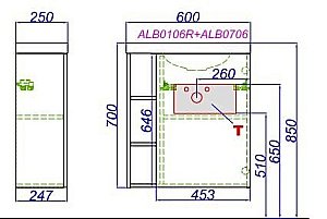 Тумба с раковиной Aqwella Alba 60 корпус дуб давос/фасад серый для ванной в интернет-магазине Sanbest