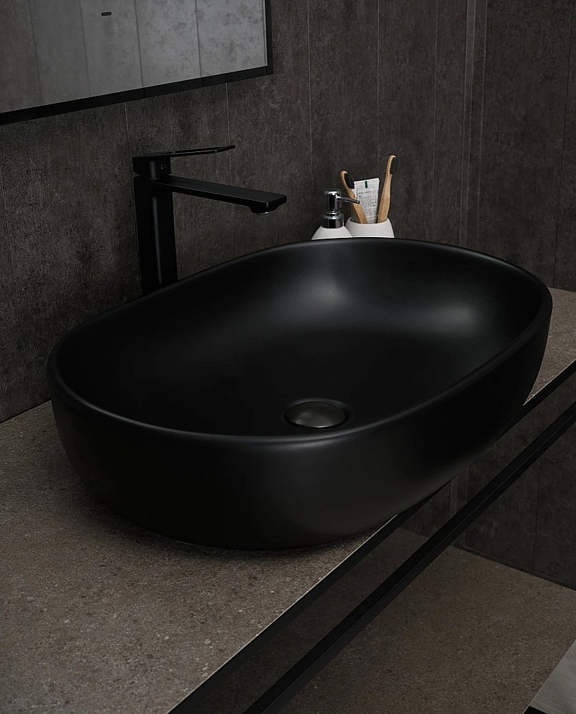 Раковина накладная Gid Lago 60 Bm9026a 53369 черная матовая купить в интернет-магазине Sanbest
