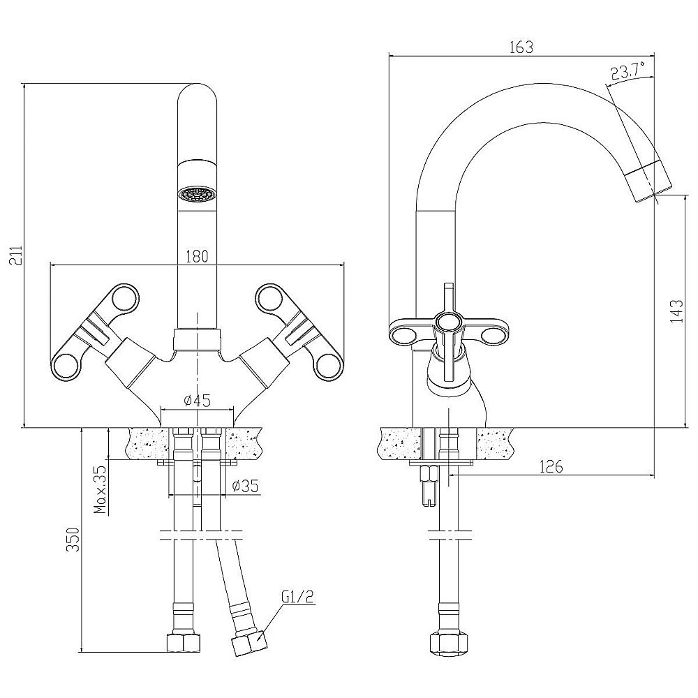 Смеситель для раковины Rossinka RS42-62 купить в интернет-магазине сантехники Sanbest