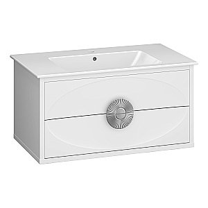 Тумба подвесная с раковиной Опадирис Ибица 90 белая/хром для ванной в интернет-магазине Sanbest