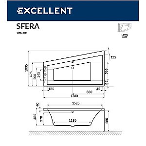 Ванна акриловая EXCELLENT Sfera SOFT WAEX.SFL17.SOFT.BR 170x100 белая с гидромассажем купить в интернет-магазине Sanbest