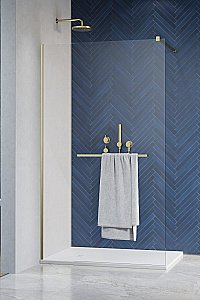 Душевое ограждение Radaway  Modo New Brushed Gold II с полотенцедержателем 115 389115-99-01W стекло прозрачное/профиль брашированное золото купить в интернет-магазине Sanbest