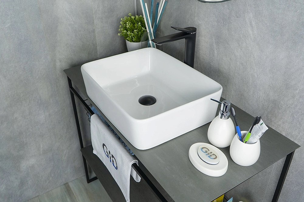 Раковина накладная Gid Geometrico 48 N9103 51120 белая купить в интернет-магазине Sanbest