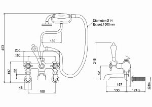 Смеситель для ванны Burlington BI17-QT BLA хром/ручки черные купить в интернет-магазине сантехники Sanbest