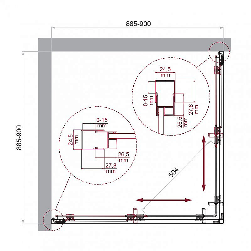 Душевой уголок BelBagno Luce A-2-90-P-ORO 90x90 стекло рифленое/профиль золото купить в интернет-магазине Sanbest