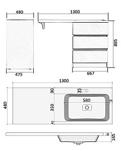Тумба с раковиной Orange Sistema ST-70TUW 70 для ванной в интернет-магазине Sanbest