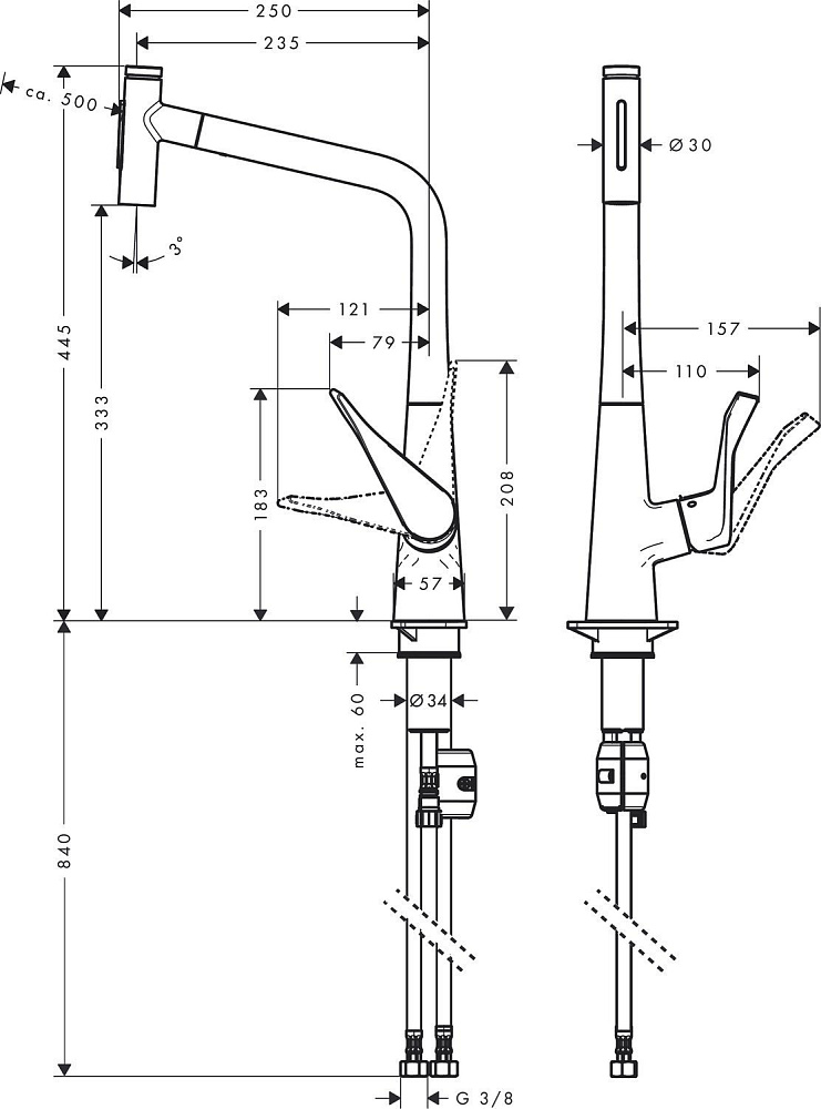 Смеситель для кухни Hansgrohe Metris Select M71 320 73820000 купить в интернет-магазине сантехники Sanbest