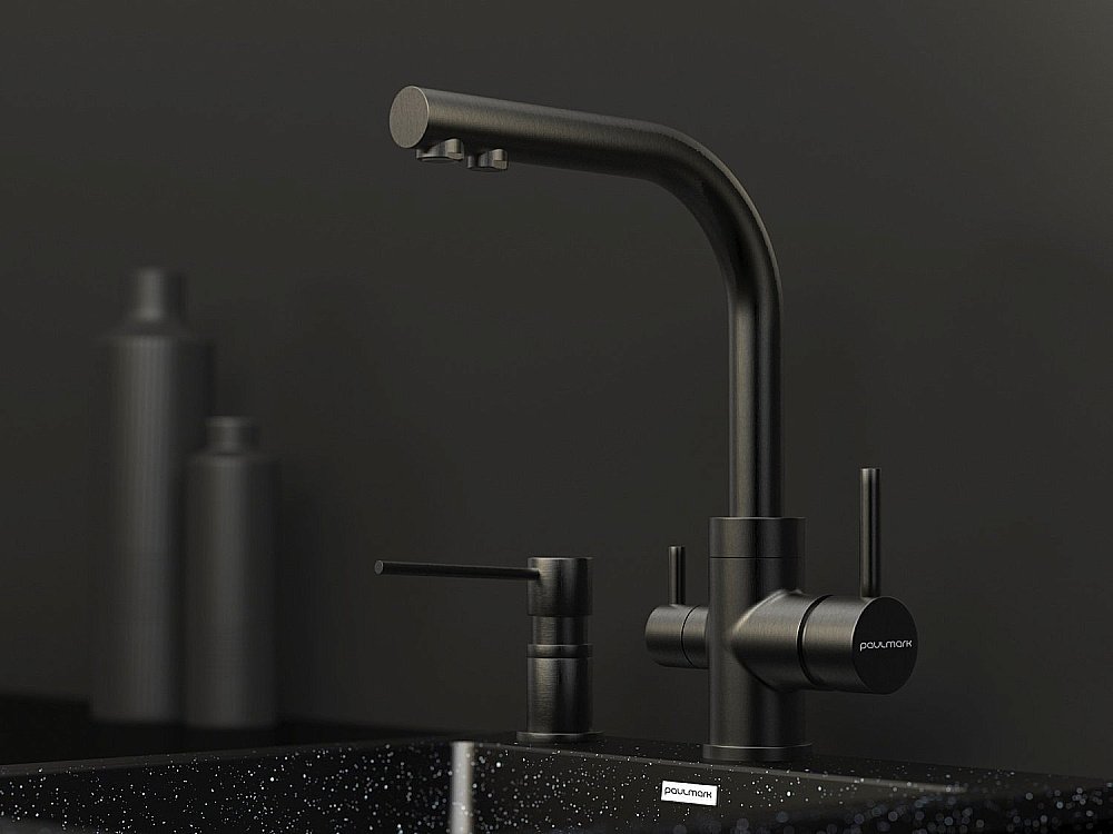Смеситель для кухни Paulmark Essen Es213011-GM Вороненная сталь купить в интернет-магазине сантехники Sanbest